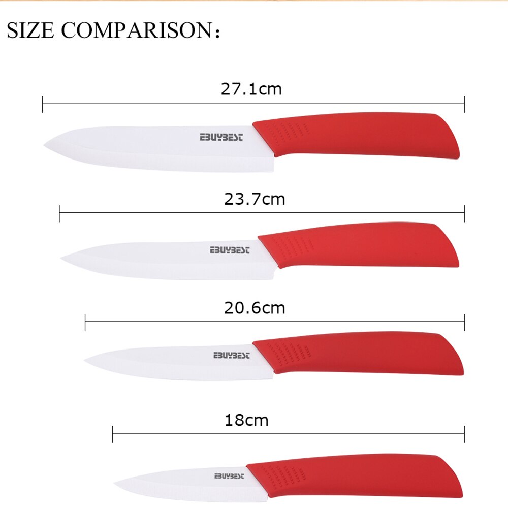 Køkkenknive keramisk kniv 3 4 5 6 tommer zirconia hvid klinge skære frugt keramisk kokkekniv kogesæt
