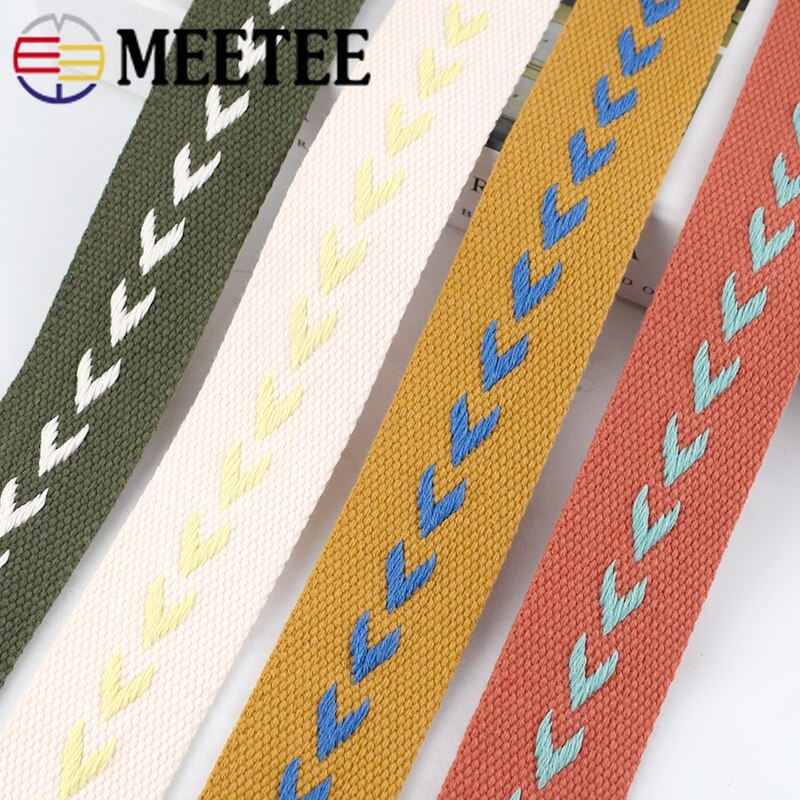 4Meters 38mm Polyester Cotton Jacquard Webbings Tapes Backpack Bag Strap Belt Ribbons DIY Garment Sewing Tape Bias Binding