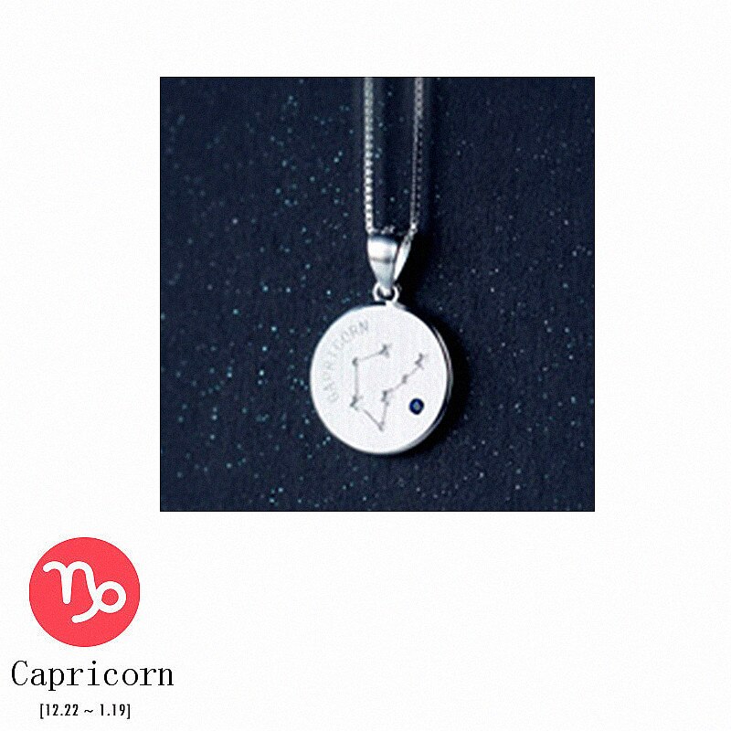 Inzatt 925 sterling sølv minimalistisk rund konstellation vedhæng halskæde til kvinder fine smykker choker box kæde fødselsdag: Stenbukken