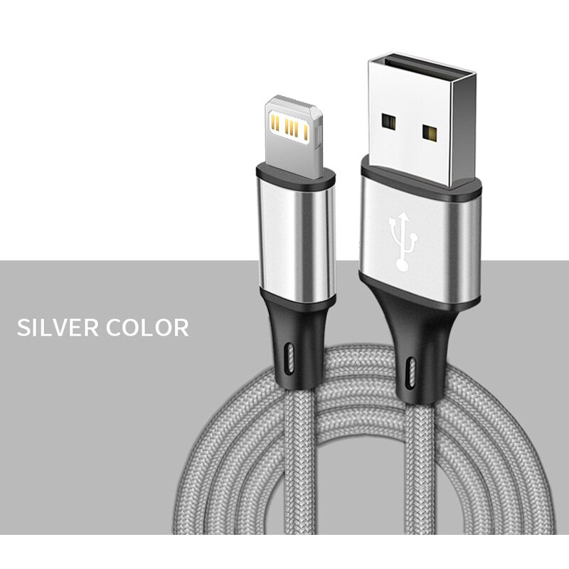 3m Daten USB Ladegerät Kabel Pro iPhone X XS Max 13 12 11 5 8 7 6 6s Plus SE Apfel iPad 3A schnell aufladen Telefon Kabel kurz lang Kabel: Silber / 0.25m