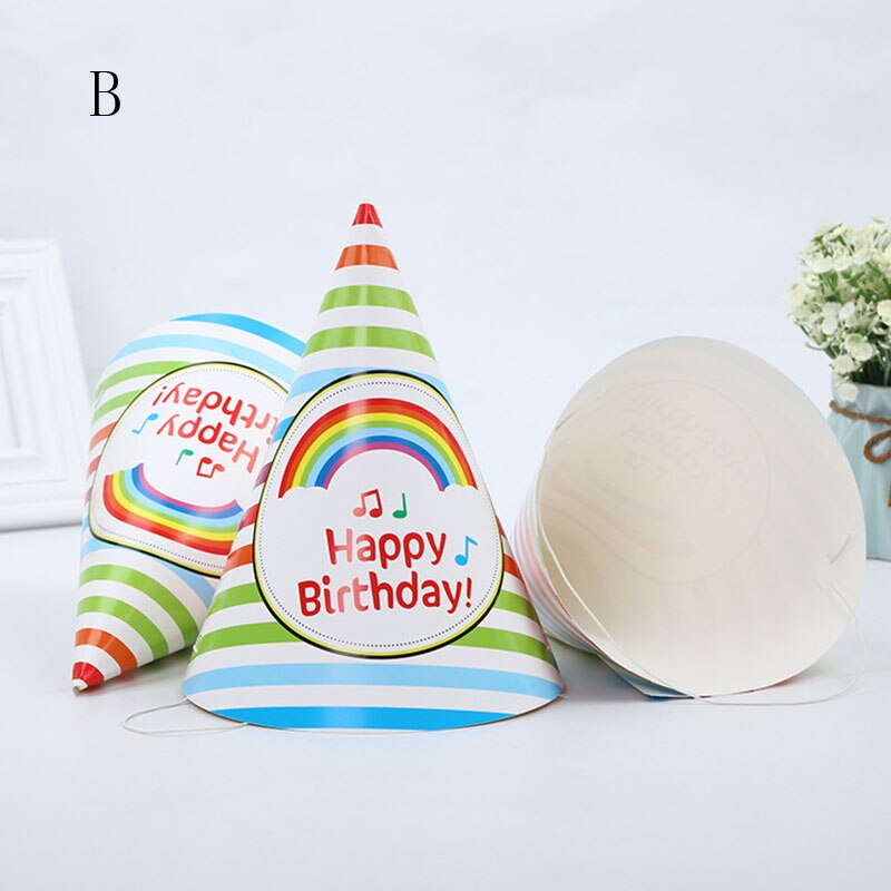 2Pcs cartoon party kids hat rainbow birthday hat chlid cartoon animal pattern decoration birthday kids hat