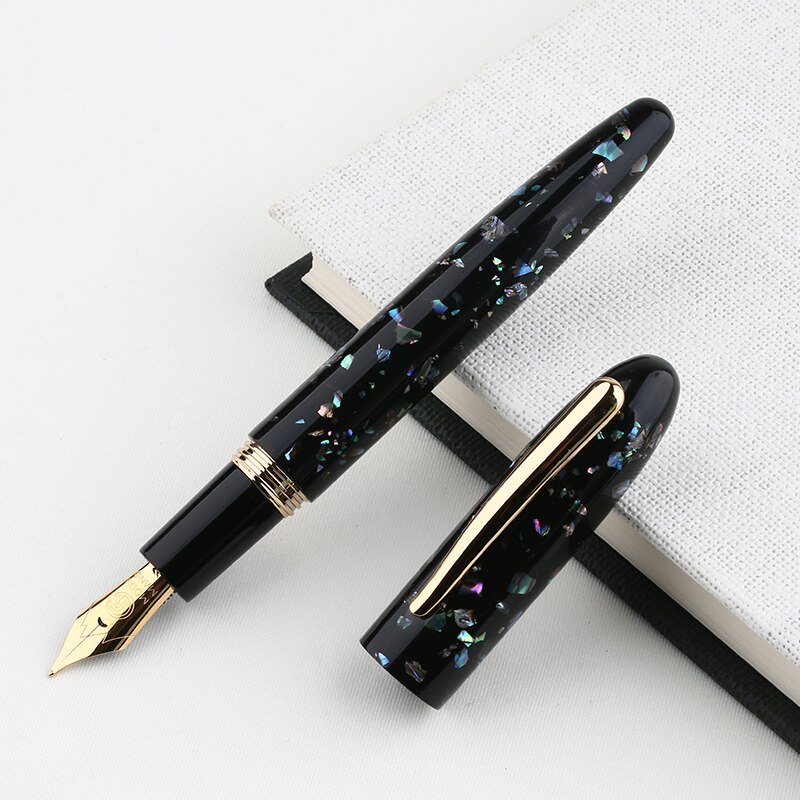 Moonman  m8 håndlavet resin fyldepen smuk metalfolie/muslingeskalsmønstre ef/f/m/bøjet med konverterskrift