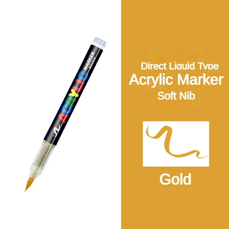 16 Colors Direct-liquid Acrylic Pens Paint Brush Marker Pen for Rock Painting Stone Ceramic Glass DIY Stationery Art Supplies: Red