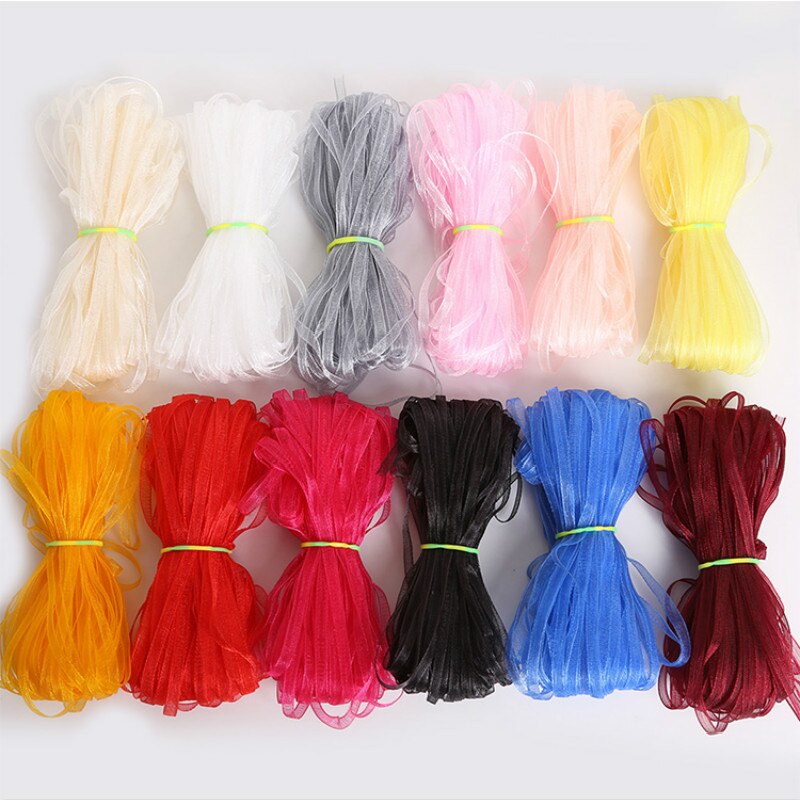6mm Organza Ribbon (10 Meters/lot) Decorative Packing Wedding Crafts Christmas Wrap Handmade DIY Material Supplies
