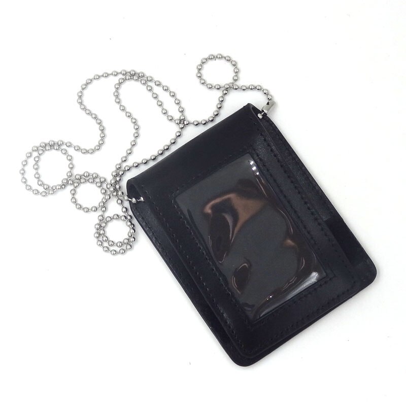 US Police Badge Holder Neck Chain Belt Clip U.S. Leather Badge Holder