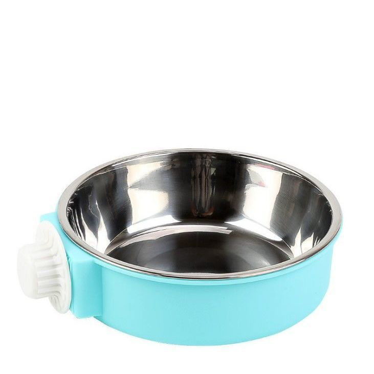 Ciotola per cani con cassa Gabbia per cuccia per animali domestici rimovibile in acciaio inossidabile Ciotole per alimenti sospese e mangiatoia d'acqua per cuccioli, gatti, conigli, piccoli animali: M / Blu
