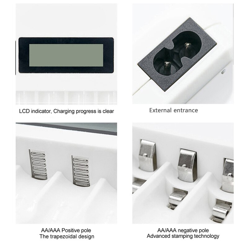 4 Slots LCD Display Smart Intelligent Battery Charger For AA / AAA NICD NIMH Rechargeable Batteries EU Plug