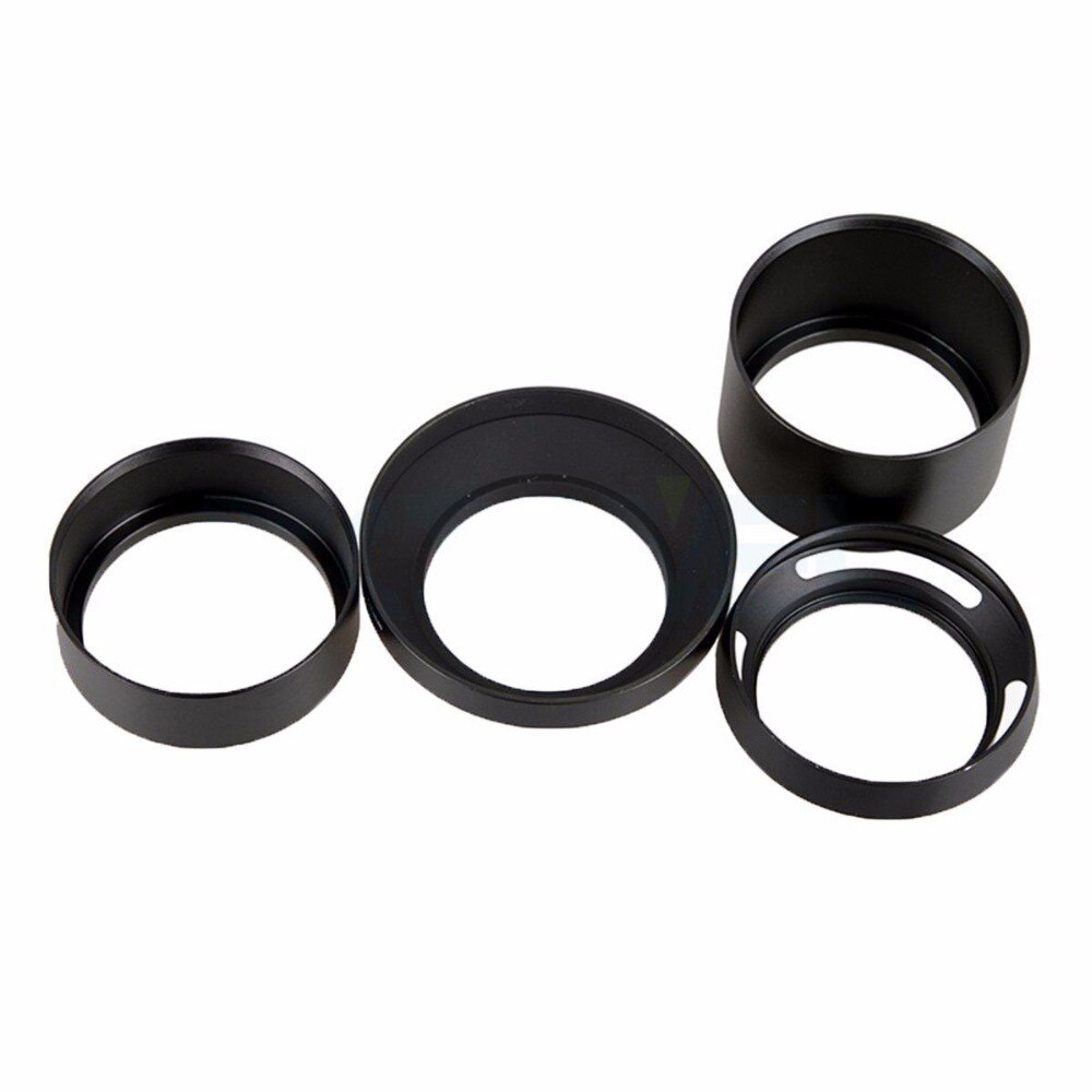 Kit de parasol de lente Universal de Metal, 49mm, 52mm, 55mm, 58mm, 62mm, 67mm, 72mm, 77mm, 82mm, (estándar + teleobjetivo + gran angular + curvado ventilado)