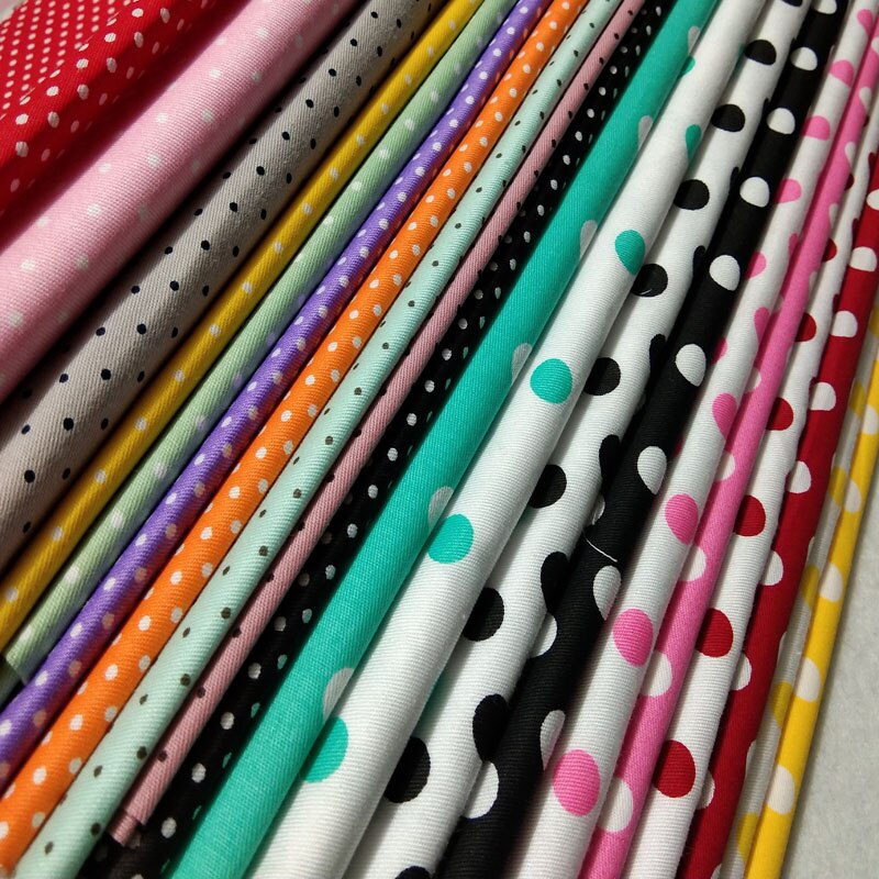Speical! 20 kleuren Polka Dot Gedrukt 24x25 cm solid 100% katoen patchwork stof Bundel DIY naaien Stof Samplings