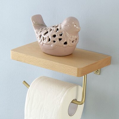 Nordic Bathroom Roll Holder Brass Solid Wood Wall Hanging Napkin Holder Gold Toilet Paper Towel Holder Kitchen storageshelf: D