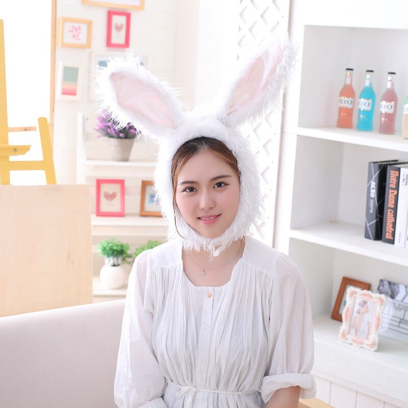 Gorros de felpa con Orejas de conejo para mujer, sombrero de de taburete de pescado, relleno de algodón PP, suave y cálido, accesorios de fotografía para Cosplay, Japón: C