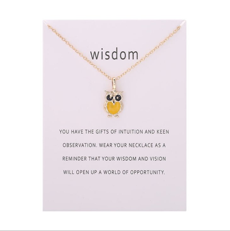 Color Glaze Wisdom Owl Pendant Necklace Jewelry For Women Girl: GOLD YELLOW