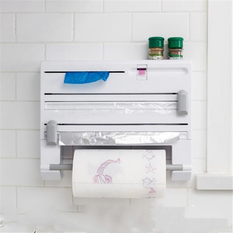 Wrap Cutting Doos Keuken Organizer Vershoudfolie Saus Fles Opbergrek Tin Folie Papier Handdoek Houder Plastic Plank