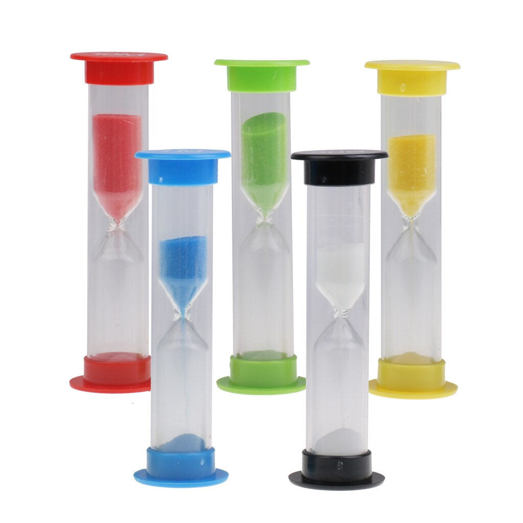 5 PCS 30 Seconds&amp;1+3+5+10 Minutes Plastic Sandglass Hourglass Timer Clock for Kitchen Bar Desk Accessory Home Decoration