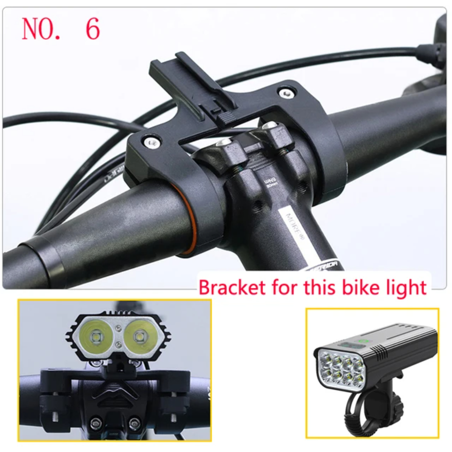 1PC Bike Light Bracket Mount Bike Lamp Support Bicycle Light Holder Bike Accessories Rotation Cycling Bike Flashlight Rack Xoss: WHITE