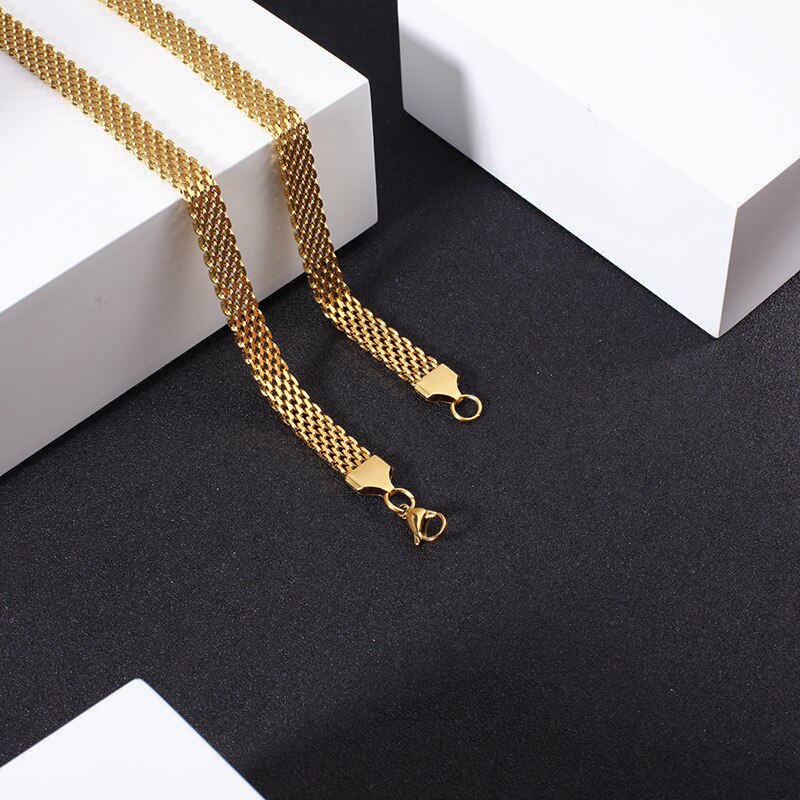 Mesh Stainless Steel Bracelet Necklace for Women 4mm 6mm 8mm Width Chokers Necklaces