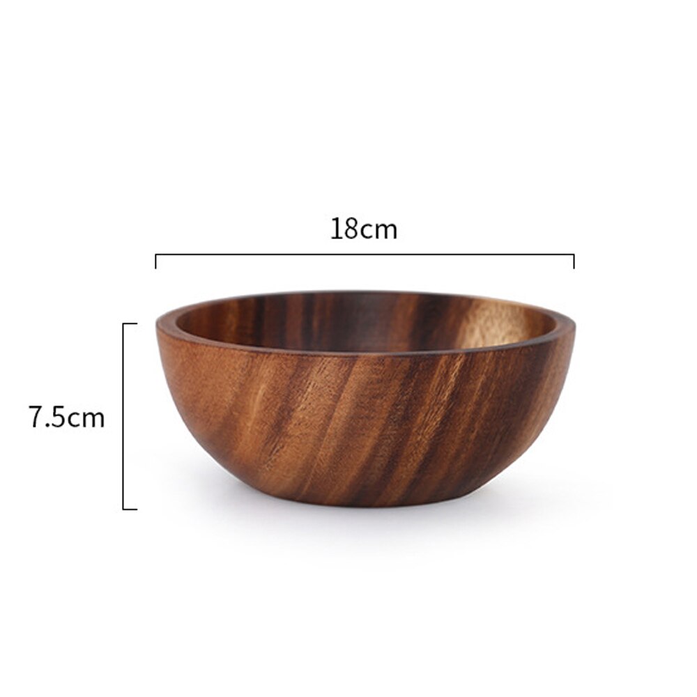Japanese Style Wooden Bowl Natural Wood Bowl Tableware For Kitchen Item Utensils Good Product Dining food Home Dinnerware: 18cm