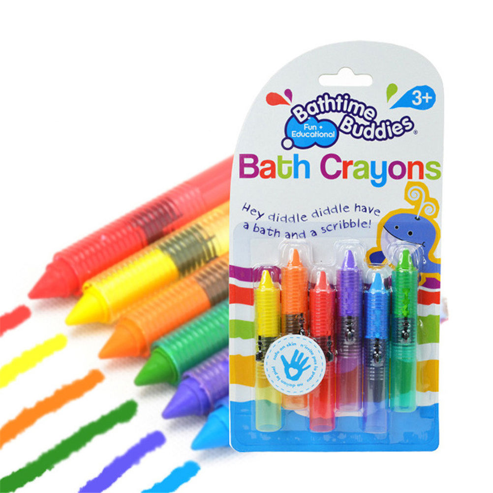 Bath Toy Baby Bath Crayons Toddler Washable Bathtime Safety Fun Play Educational Kids Toy 6Pcs/Set