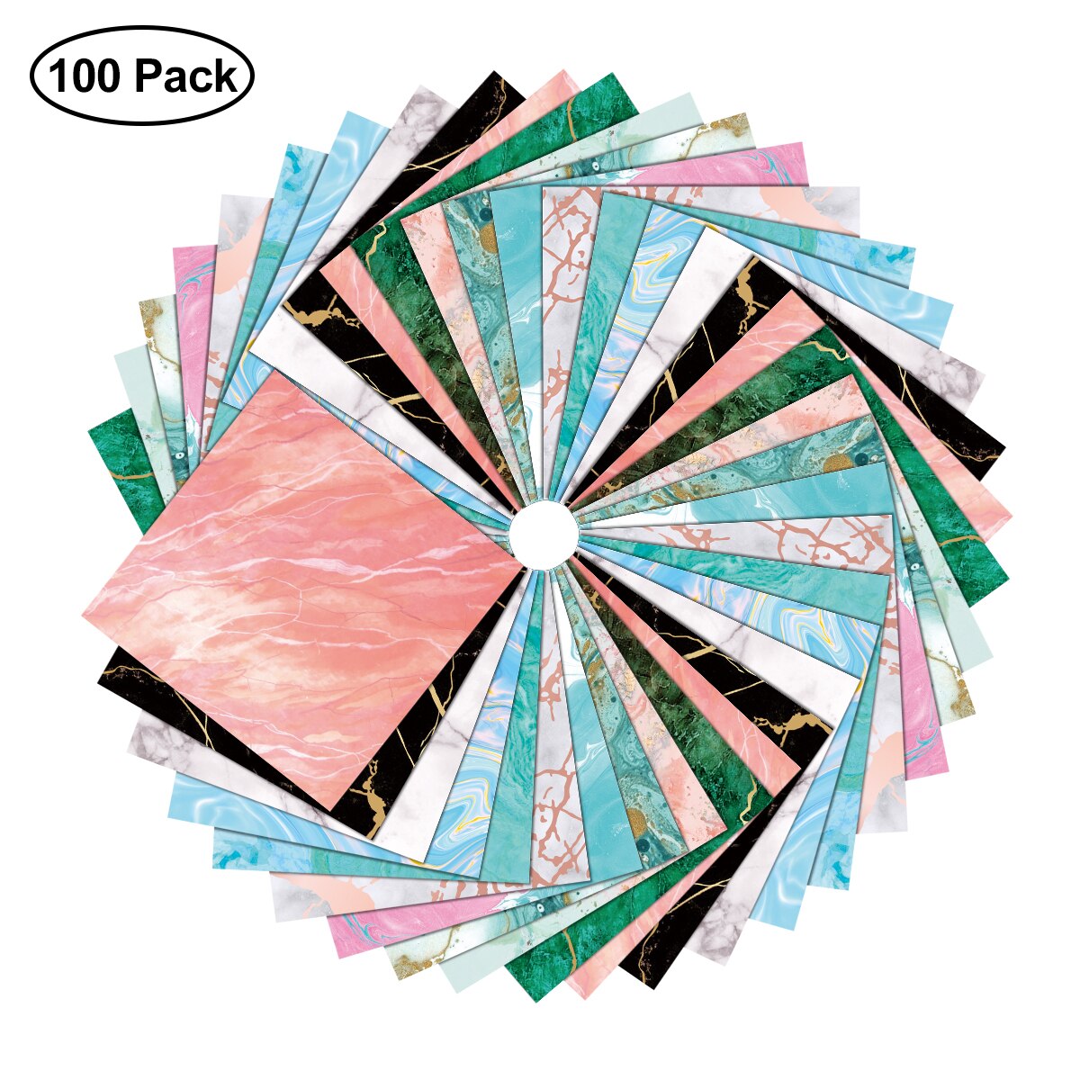 100 stücke Platz Origami Papier Einseitig Marmor aufbringen Bronzing Bunte DIY freundlicher Gefaltet Papier Scrapbooking Handwerk Dekor 15 × 15cm: 100Stck