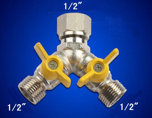 Desviador de grifo de ducha multifunción G1/2 G3/4 de 3 vías con interruptor de válvula de cierre para PULVERIZADOR DE bidé de inodoro y lavadora: Blanco