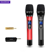 XIAOKOA-Sistema de micrófono inalámbrico Dual UHF para Karaoke, accesorio con receptor recargable para , Reunión, micrófonos inalámbricos