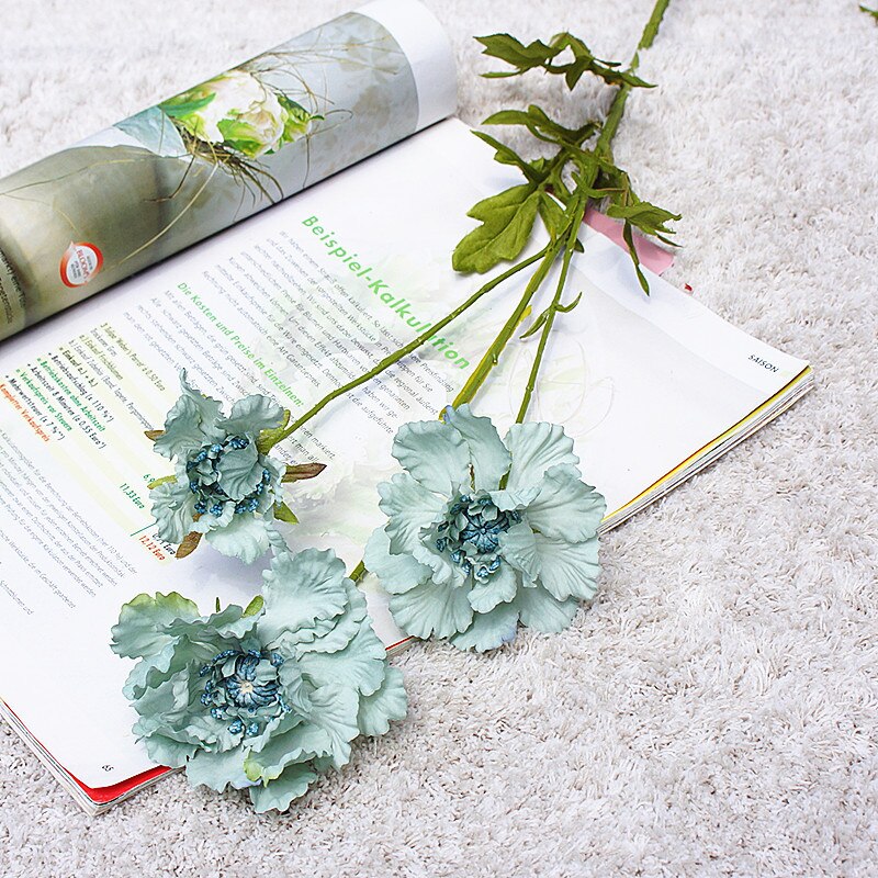 Europeiske kunstige blomster scabiosa comosa hjem dekorasjon diy silke blomster morsdag: Lyse blå