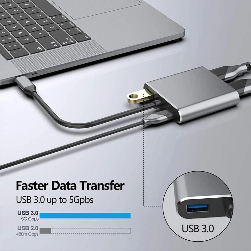 Koncentrator USB C na 4K HDTV Stacja dokująca USB 3.0 typu C do Macbooka iPad Samsung S20 Dex Xiaomi 12 TV PS5 Nintendo Switch