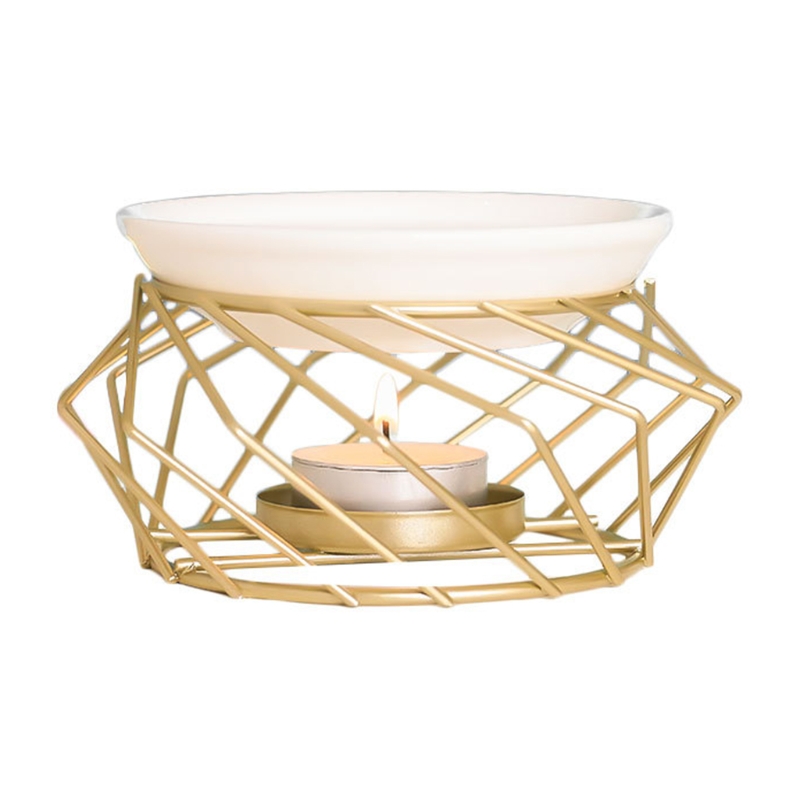 Quemador de aceite aromático, soporte de vela de aceite esencial de cerámica geométrica, calentador de cera para derretir fragancia para decoración de la Oficina y el hogar