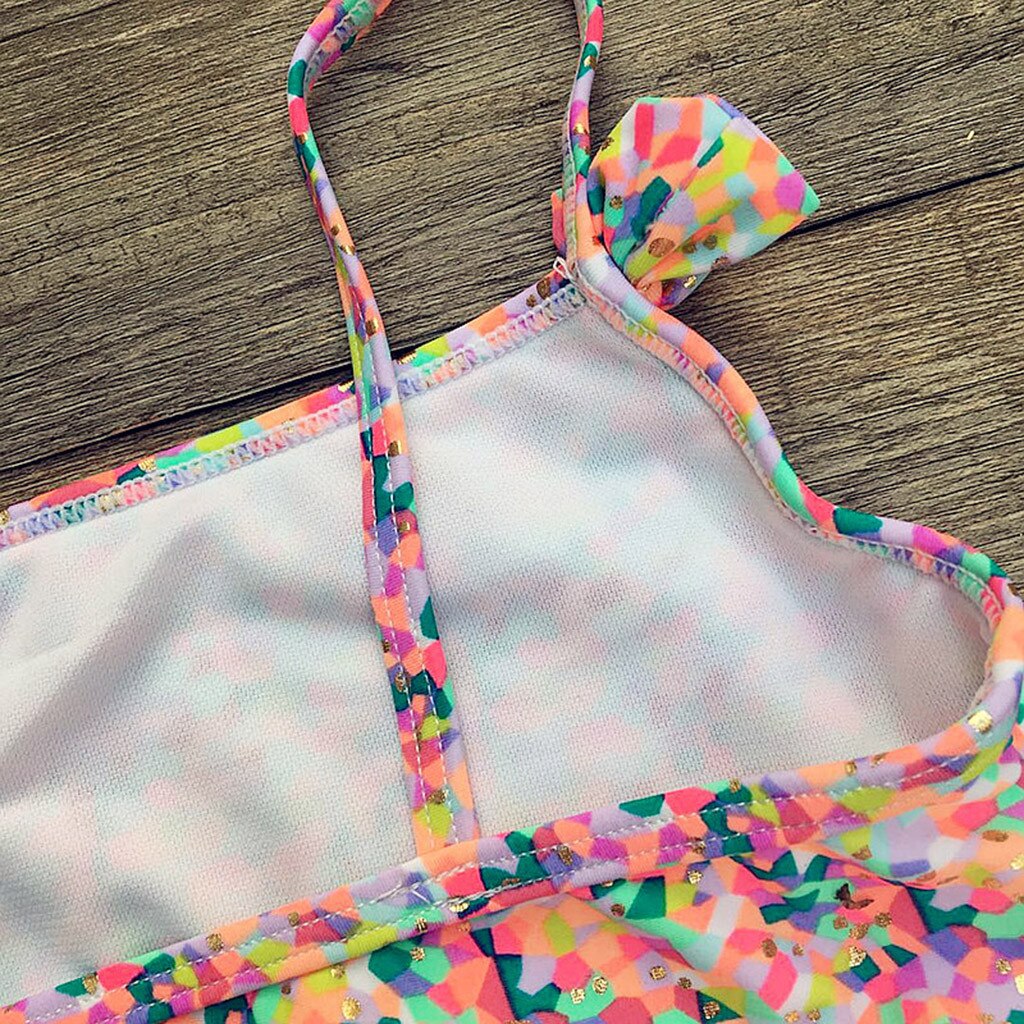 Bañador con lazo Floral para niñas pequeñas, traje de baño de una pieza, conjunto de Bikini para playa, traje de baño para niña #30