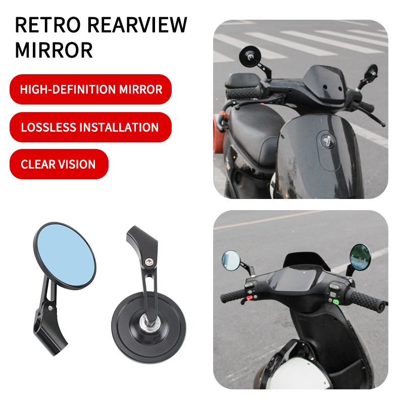 Motorspiegels Achteruitkijkspiegel Zijkant Ronde bromfietsen Spiegelaccessoires Handle Bar End Montage Motor Off-Road Universeel