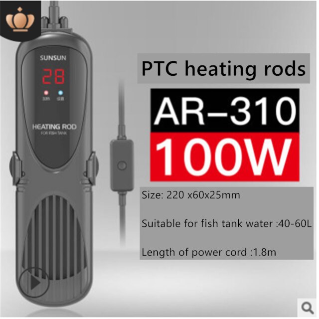 Double Display Automatic Thermostat Bottom Filter Heating Rod PTC Explosion-proof Heater: AR-310