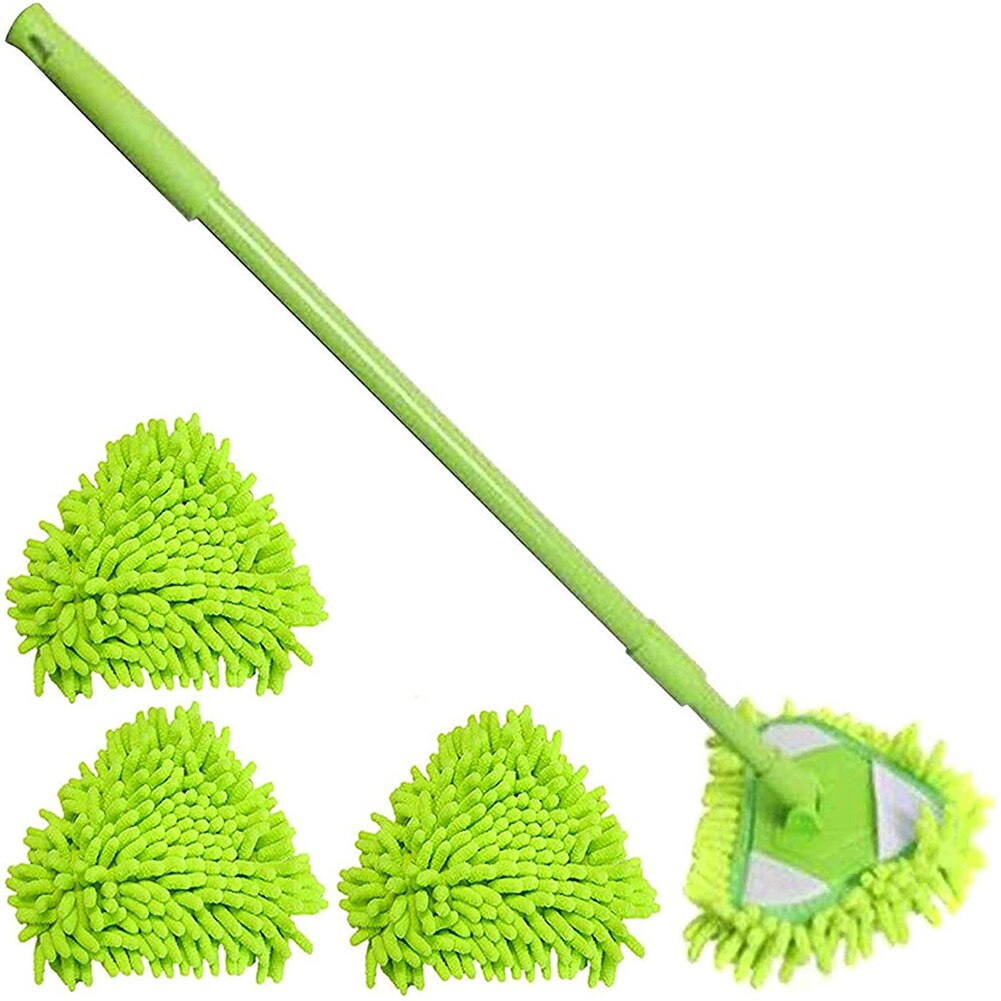 Intrekbare Roterende Driehoek Extension Cleaning Mop Glasreiniger Ultrafijne Vezels Reinigen Stof Mop