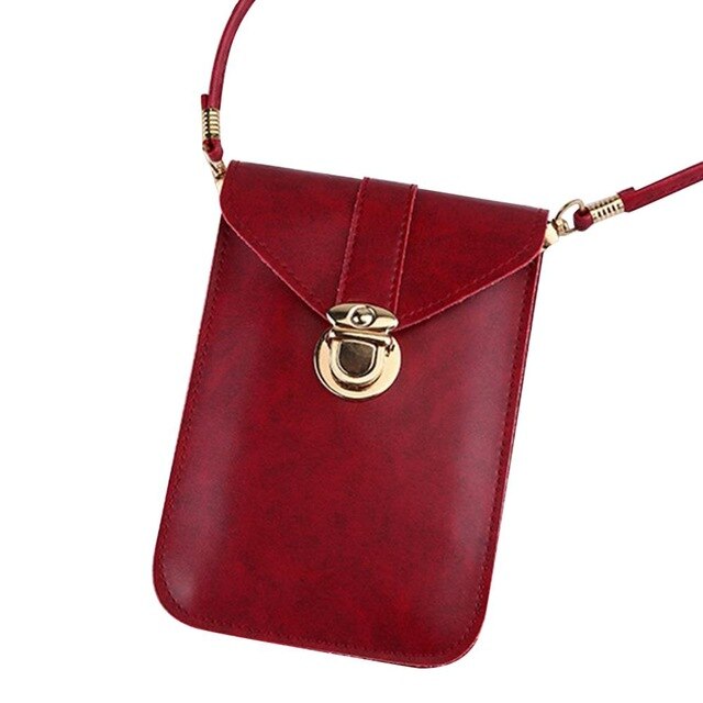 touchable PU Leather Change Bag Wallet Touches Screen Mobile Phone Women bag: Red