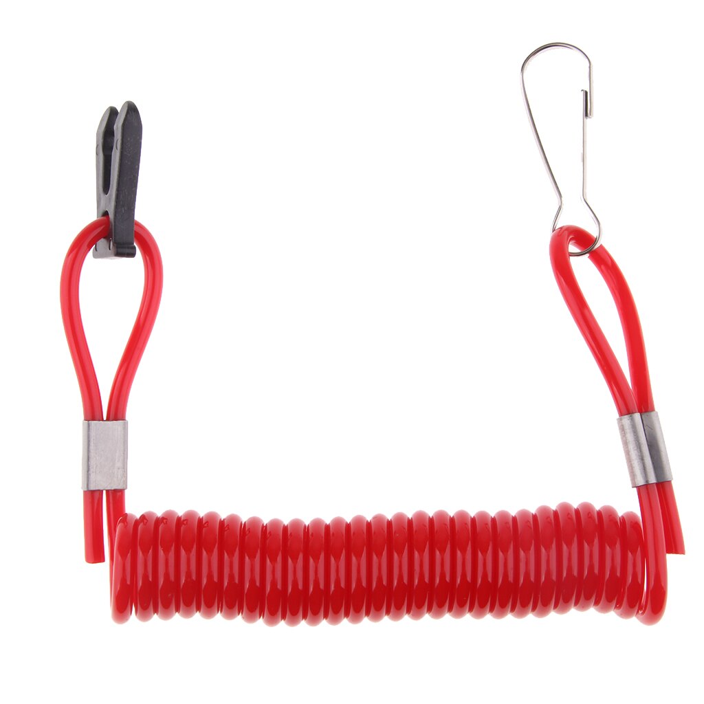 Boat Engine Motor Cut-Off Switch & Safety Tether Lanyard Rope for Suzuki Outboard Motors - Red
