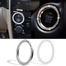 1 Pc Mode Auto Suv Bling Sliver Decoratieve Knop Start Schakelaar Zilveren Diamanten Cirkel Ring Auto Decoratie Tool Accessoires