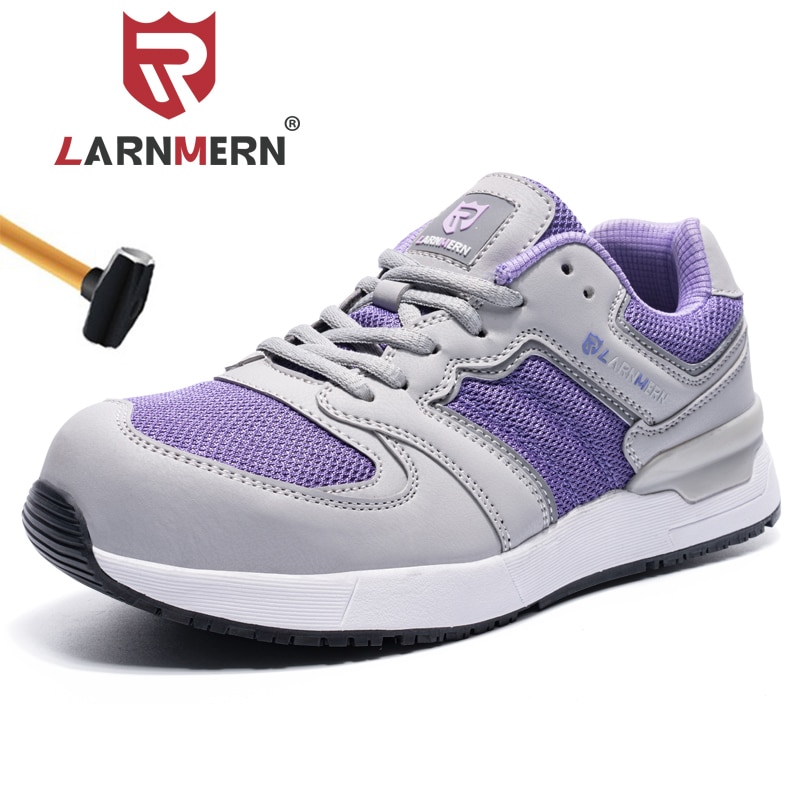 LARNMERN-zapatos de seguridad con punta de acero para mujer, zapatillas de trabajo SRC antideslizantes, antiestáticas, reflectantes y antiperforación