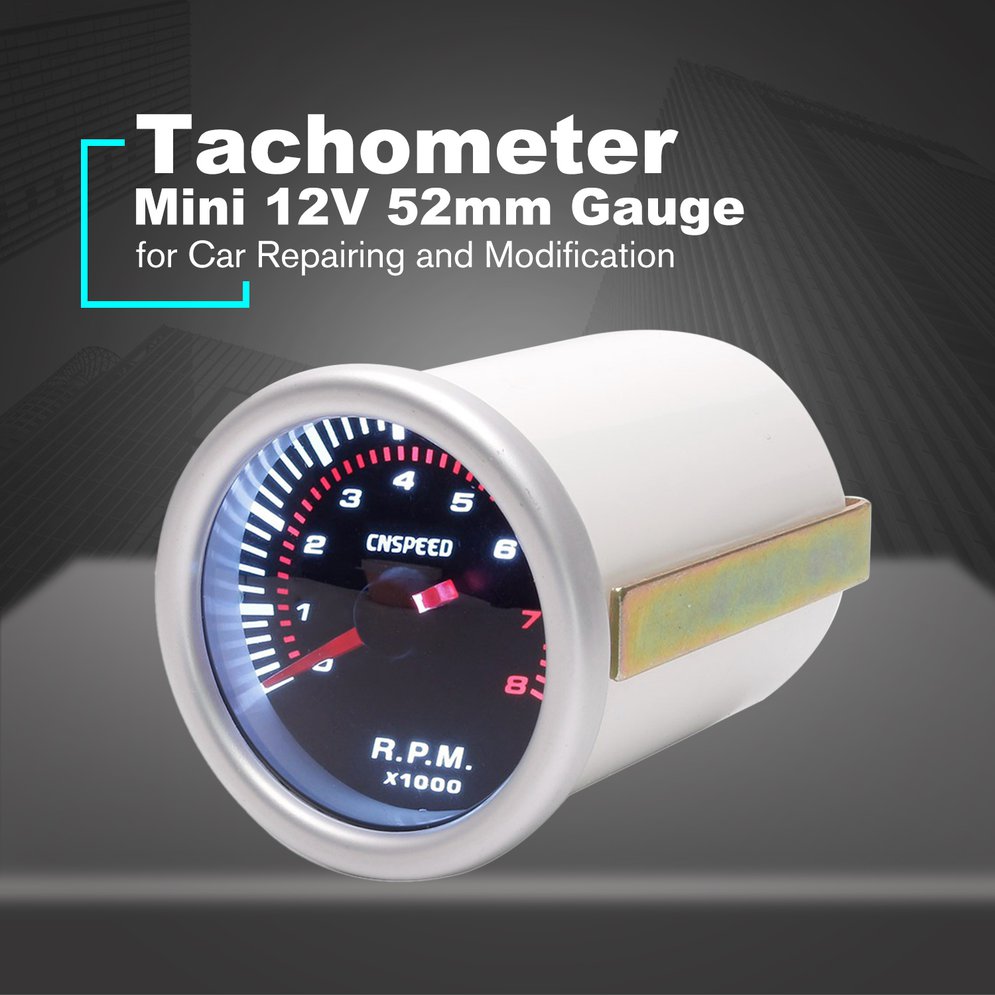 CNSPEED 52mm Electrical Car Engine Speed Pointer Tachometer Tacho Gauge Meter Tester 0~8000 RPM Counter for 4/6/8 Cylinder