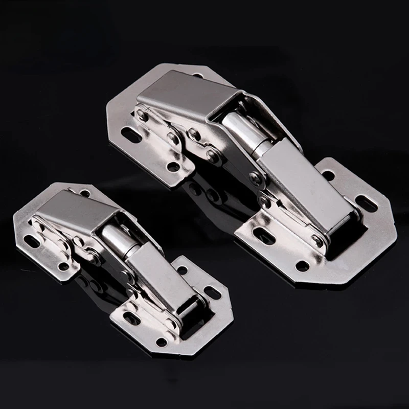 4Pieces Cabinet Hinges Drilling-free 90 Degree Hinge Cupboard Door Hydraulic Hinges Soft Close With Buffer Furniture Hardware