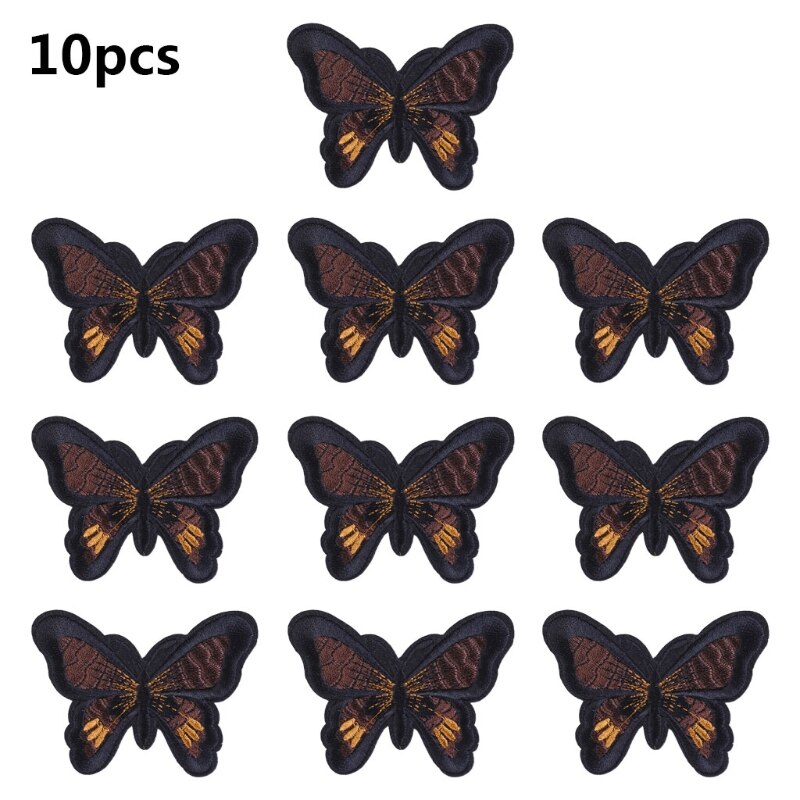 10 Stuks Multicolor Butterfly Naaien/Ijzer Op Appliques Borduren Patches Voor Arts Ambachten Diy Decoratie T-shirt Badge: 6EE406273-BK