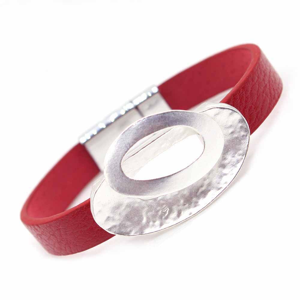 D & D Neo-Gotico Braccialetto di Cuoio di Fascino di Modo per Le Donne Femme Freddo Chiusura braccialetto Bracciali e Braccialetti Magnete metallo