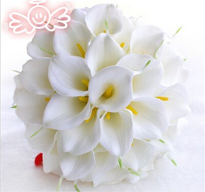 Beautiful White Yellow Calla Lily Wedding Bouquet Brides Bridesmaid artificial flower buque de noiva bouquet wedding bouquet: white