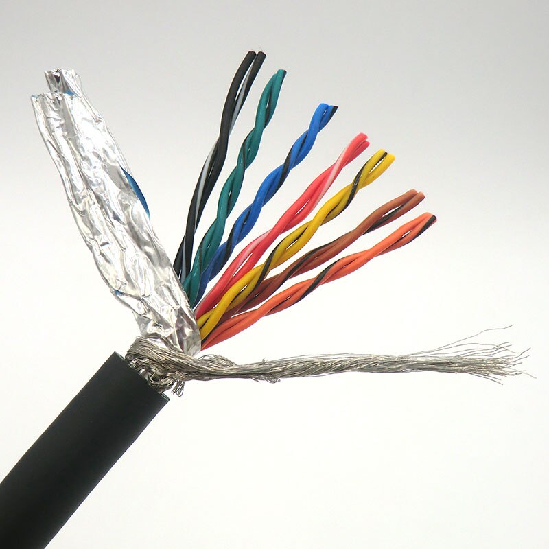 14 core Flexible Shielded Twisted Pair Cable 0.14, 0.2mm² Encoder Cable 26awg 24awg Tinned copper 485 Signal Control Wire 5m
