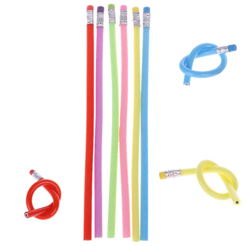 12PCS Flexible Bendy Pencils Kids Toy Bendable Writing Pencil Set Party Favor Pencils Back to School Supplies