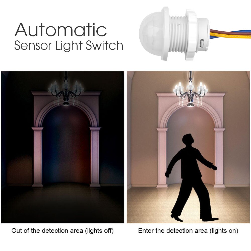 Interruptor de Sensor de movimiento infrarrojo PIR de 110V y 220V, luz de encendido y apagado automático, Detector de Sensor PIR, interruptor inteligente LED