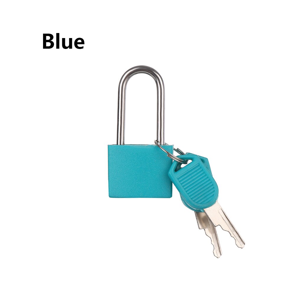 Colorful 1set Lengthen Mini Strong Steel Padlock Travel Tiny Suitcase Lock with 2 Keys Diary Protector: blue