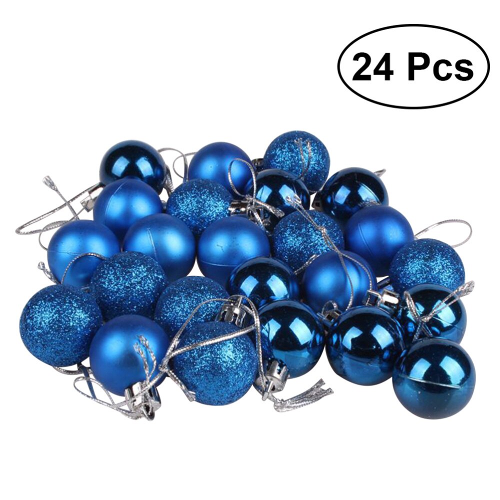24 stk julekugle ornamenter træ dekorationer til bryllupsfest dekoration: Blå