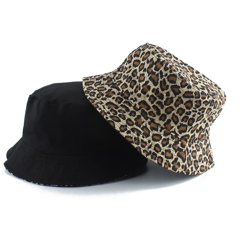 Panama Emmer Hoed Mannen Vrouwen Zomer Emmer Cap Banana Print Geel Bob Hoed Hip Hop Gorros Vissen Visser Hoed: leopard