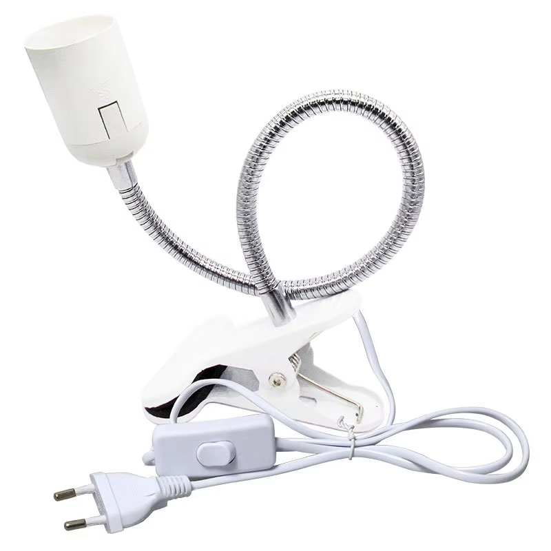 Enkele/Dubbele Hoofd E27 Lamphouder EU Wandsocket Flexibele Power Contact Clip Met Schakelaar Lamphouder Base LED Multi Extension