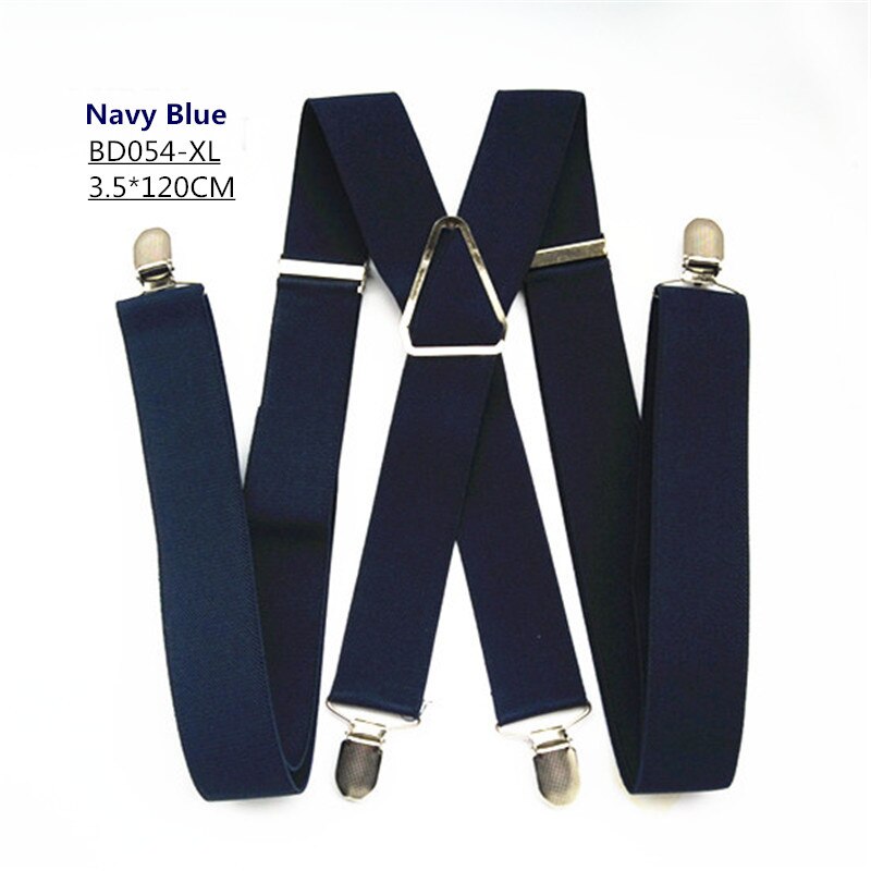 Vomint – bretelles unisexes de couleur unie pour hommes et femmes, grande taille XL, largeur 3.5, 4 Clips, bretelles réglables, élastiques: navy-120cm