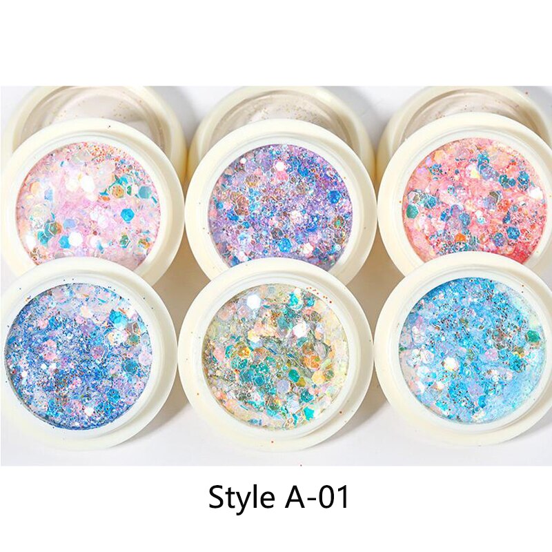 6 caixas Shinning Glitters Lantejoulas Conjuntos mistos: StyleA-01